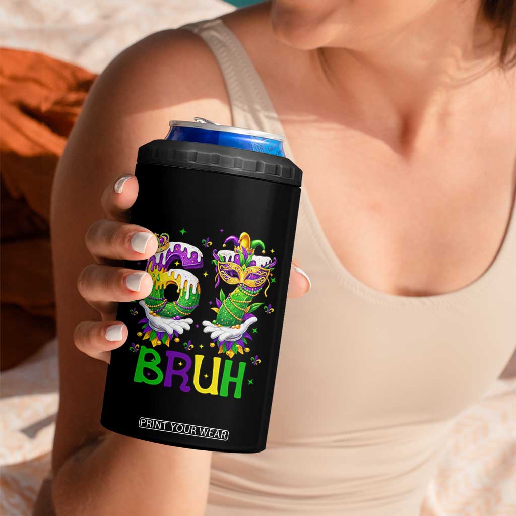 Funny 67 Mardi Gras Bruh 4 in 1 Can Cooler Tumbler Six Seven Meme Fleur De Lis Hand Gesture TS11 Print Your Wear