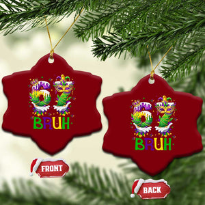 Funny 67 Mardi Gras Bruh Ceramic Ornament Six Seven Meme Fleur De Lis Hand Gesture TS11 Print Your Wear