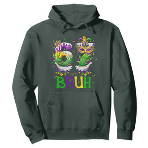 Funny 67 Mardi Gras Bruh Hoodie Six Seven Meme Fleur De Lis Hand Gesture TS11 Dark Forest Green Print Your Wear