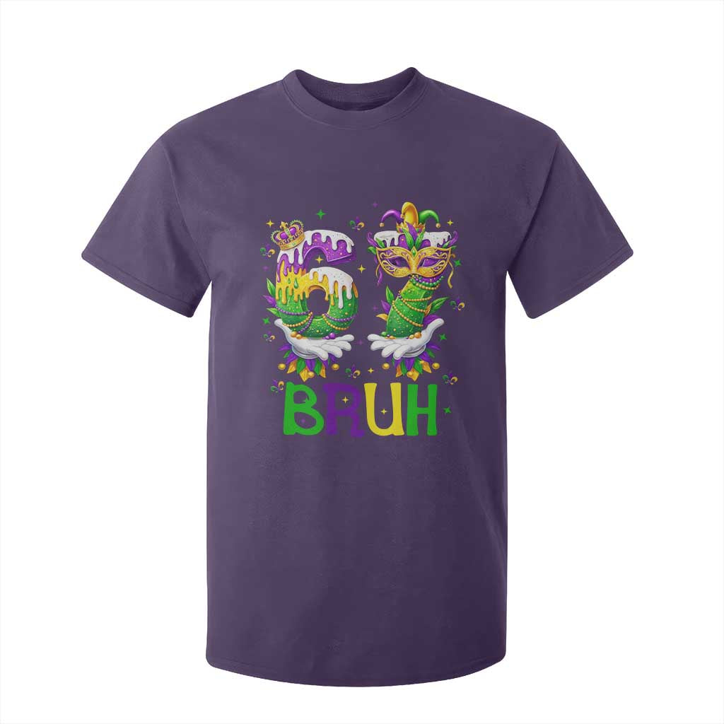 Funny 67 Mardi Gras Bruh T Shirt For Kid Six Seven Meme Fleur De Lis Hand Gesture TS11 Purple Print Your Wear
