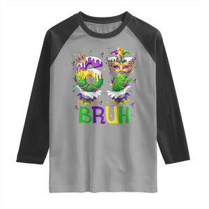 Funny 67 Mardi Gras Bruh Raglan Shirt Six Seven Meme Fleur De Lis Hand Gesture TS11 Sport Gray Black Print Your Wear