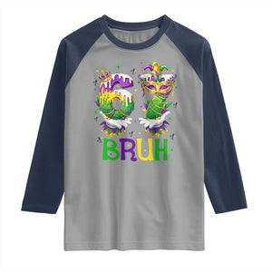 Funny 67 Mardi Gras Bruh Raglan Shirt Six Seven Meme Fleur De Lis Hand Gesture TS11 Sport Gray Navy Print Your Wear