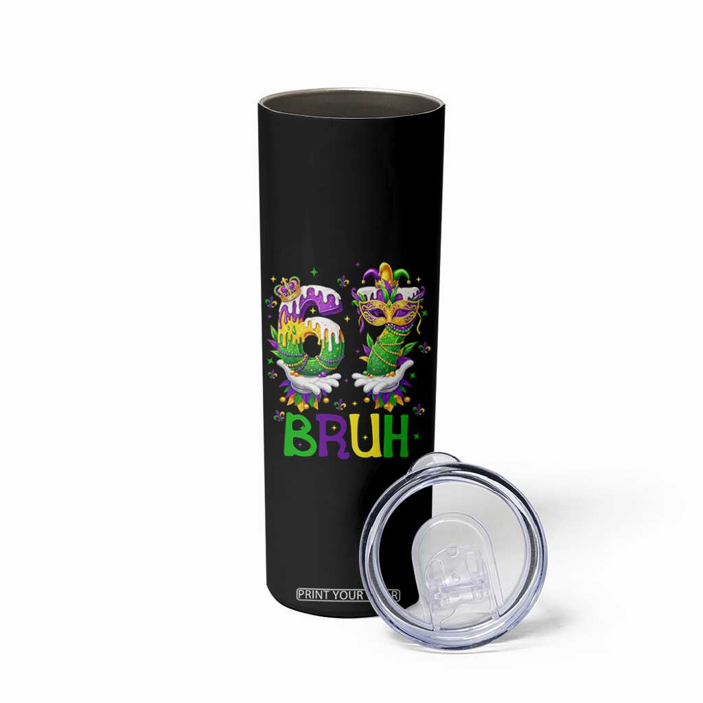 Funny 67 Mardi Gras Bruh Skinny Tumbler Six Seven Meme Fleur De Lis Hand Gesture TS11 Print Your Wear