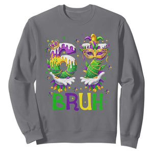 Funny 67 Mardi Gras Bruh Sweatshirt Six Seven Meme Fleur De Lis Hand Gesture TS11 Charcoal Print Your Wear