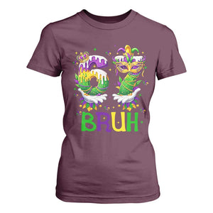 Funny 67 Mardi Gras Bruh T Shirt For Women Six Seven Meme Fleur De Lis Hand Gesture TS11 Maroon Print Your Wear
