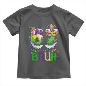 Funny 67 Mardi Gras Bruh Toddler T Shirt Six Seven Meme Fleur De Lis Hand Gesture TS11 Dark Heather Print Your Wear