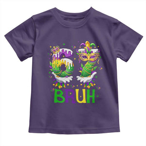 Funny 67 Mardi Gras Bruh Toddler T Shirt Six Seven Meme Fleur De Lis Hand Gesture TS11 Purple Print Your Wear