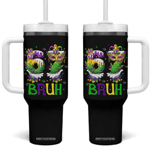 Funny 67 Mardi Gras Bruh Tumbler With Handle Six Seven Meme Fleur De Lis Hand Gesture TS11 One Size: 40 oz Black Print Your Wear