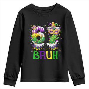 Funny 67 Mardi Gras Bruh Youth Sweatshirt Six Seven Meme Fleur De Lis Hand Gesture TS11 Black Print Your Wear