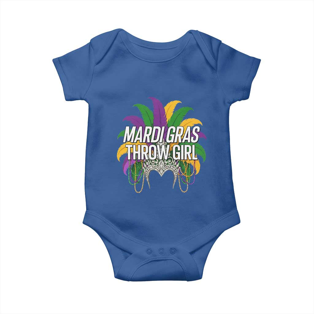 Mardi Gras Throw Girl Baby Onesie Funny New Orleans Carnival Headdress Beads TS11 Royal Blue Print Your Wear