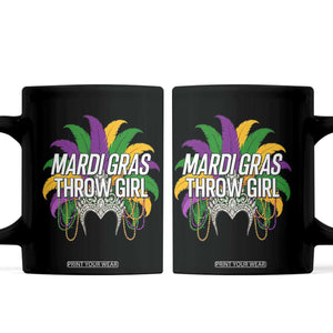 Mardi Gras Throw Girl Coffee Mug Funny New Orleans Carnival Headdress Beads TS11 Black Print Your Wear