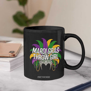 Mardi Gras Throw Girl Coffee Mug Funny New Orleans Carnival Headdress Beads TS11 Print Your Wear