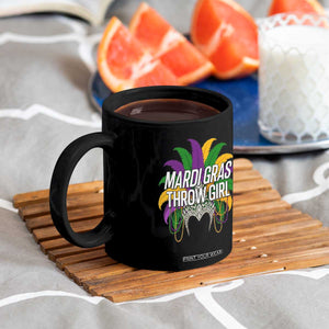 Mardi Gras Throw Girl Coffee Mug Funny New Orleans Carnival Headdress Beads TS11 Print Your Wear