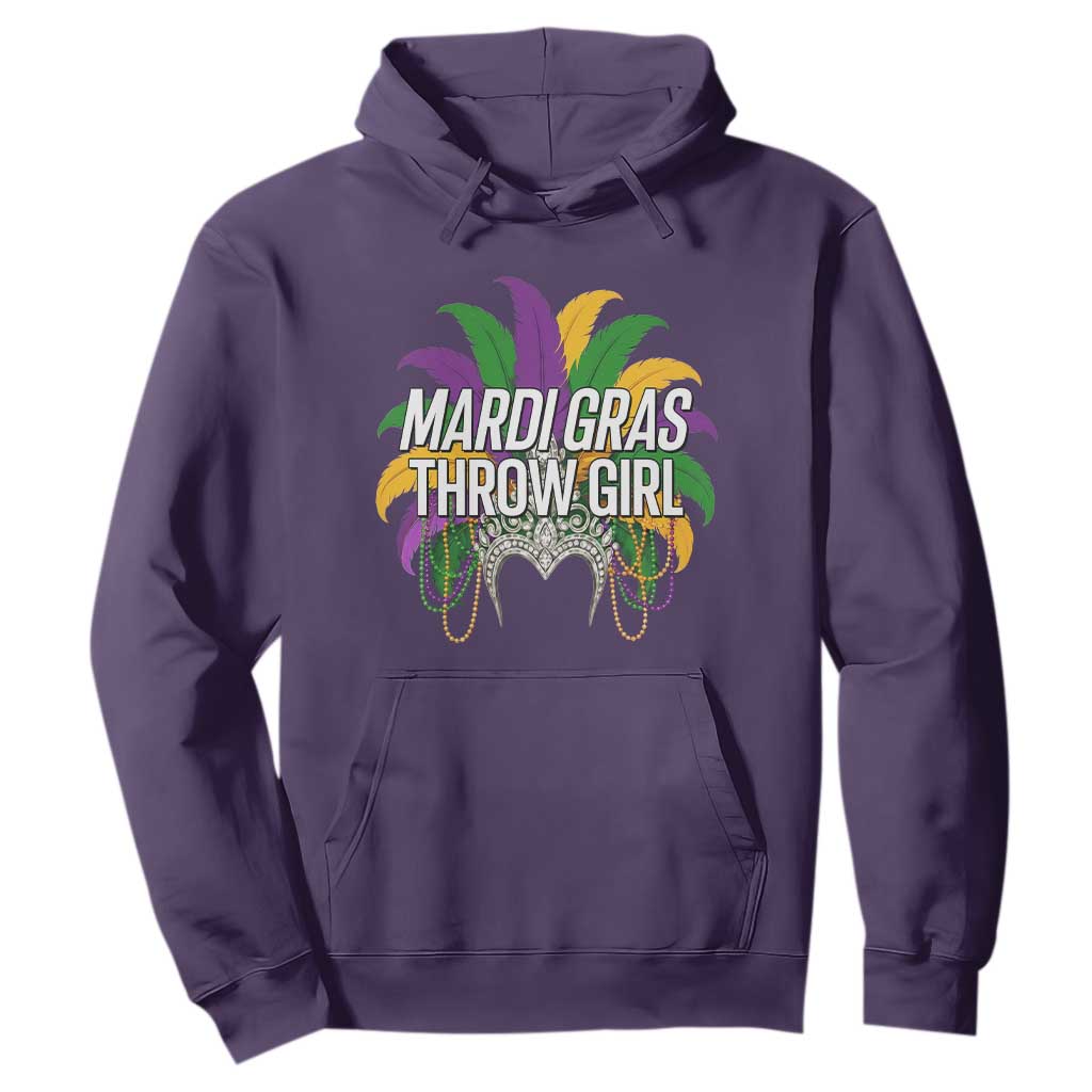 Mardi Gras Throw Girl Hoodie Funny New Orleans Carnival Headdress Beads TS11 Purple Print Your Wear