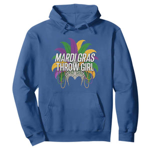 Mardi Gras Throw Girl Hoodie Funny New Orleans Carnival Headdress Beads TS11 Royal Blue Print Your Wear