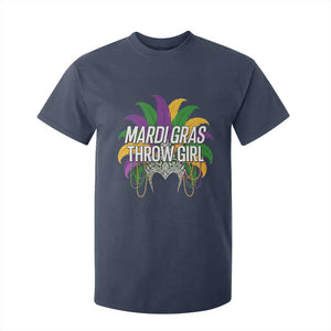 Mardi Gras Throw Girl T Shirt For Kid Funny New Orleans Carnival Headdress Beads TS11 Navy Print Your Wear