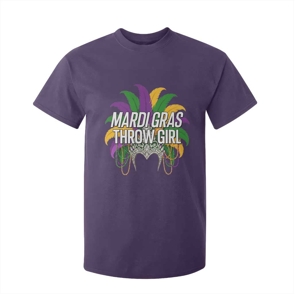Mardi Gras Throw Girl T Shirt For Kid Funny New Orleans Carnival Headdress Beads TS11 Purple Print Your Wear