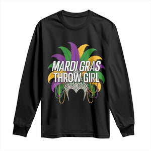 Mardi Gras Throw Girl Long Sleeve Shirt Funny New Orleans Carnival Headdress Beads TS11 Black Print Your Wear