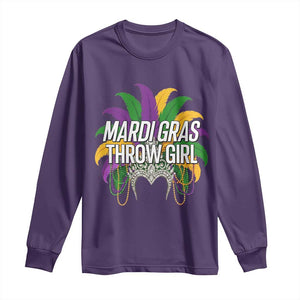 Mardi Gras Throw Girl Long Sleeve Shirt Funny New Orleans Carnival Headdress Beads TS11 Purple Print Your Wear