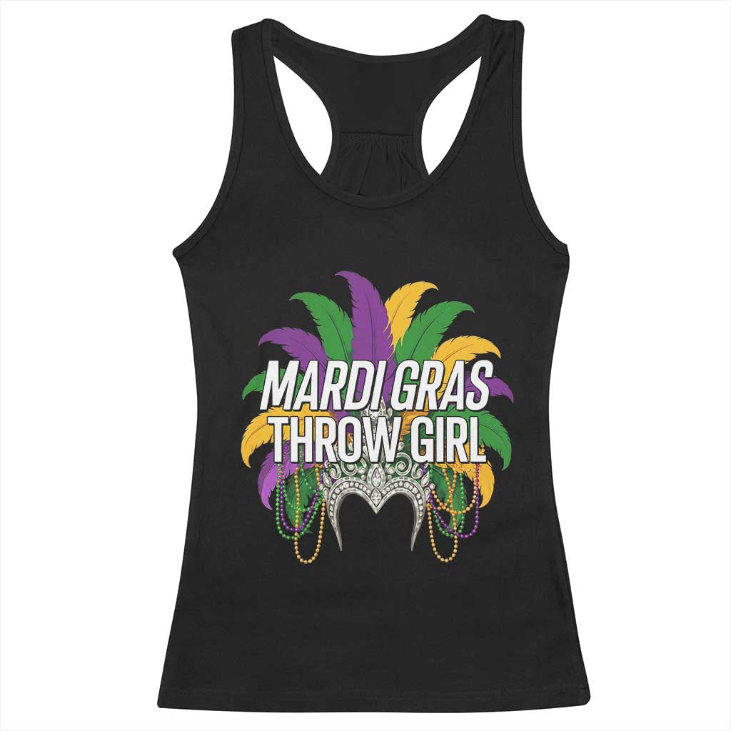 Mardi Gras Throw Girl Racerback Tank Top Funny New Orleans Carnival Headdress Beads TS11 Black Print Your Wear