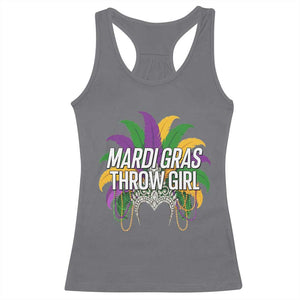 Mardi Gras Throw Girl Racerback Tank Top Funny New Orleans Carnival Headdress Beads TS11 Charcoal Print Your Wear