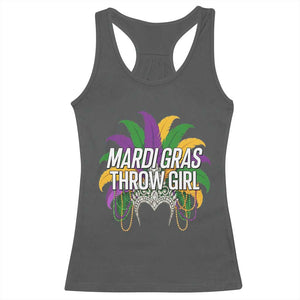 Mardi Gras Throw Girl Racerback Tank Top Funny New Orleans Carnival Headdress Beads TS11 Dark Heather Print Your Wear