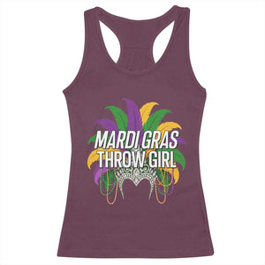 Mardi Gras Throw Girl Racerback Tank Top Funny New Orleans Carnival Headdress Beads TS11 Maroon Print Your Wear