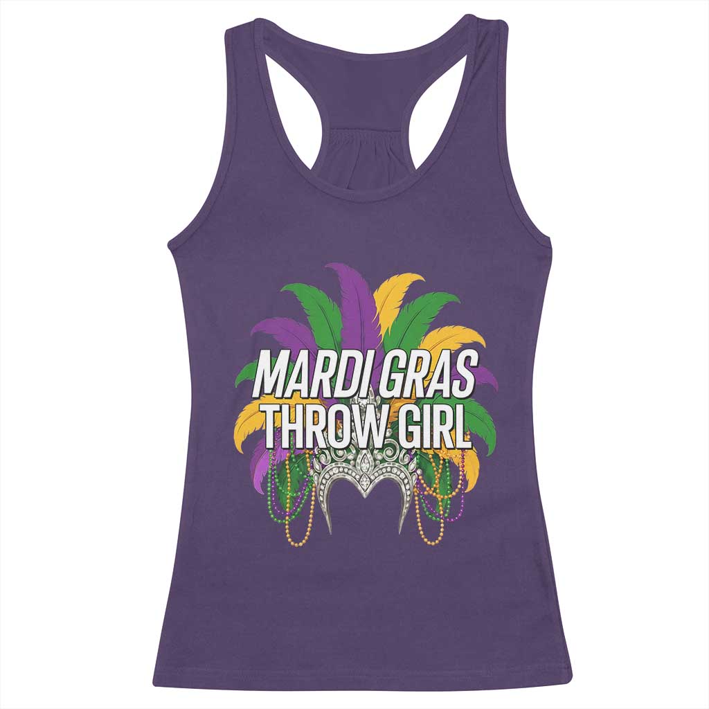Mardi Gras Throw Girl Racerback Tank Top Funny New Orleans Carnival Headdress Beads TS11 Purple Print Your Wear