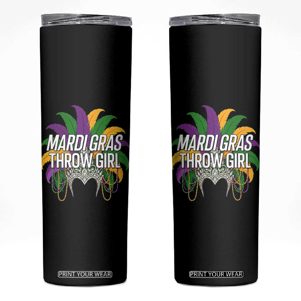 Mardi Gras Throw Girl Skinny Tumbler Funny New Orleans Carnival Headdress Beads TS11 Black Print Your Wear