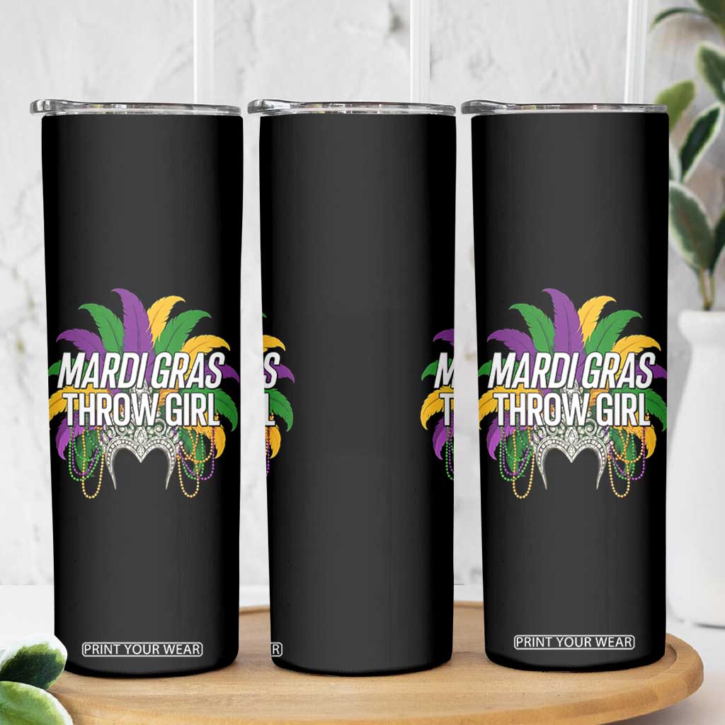 Mardi Gras Throw Girl Skinny Tumbler Funny New Orleans Carnival Headdress Beads TS11 Print Your Wear