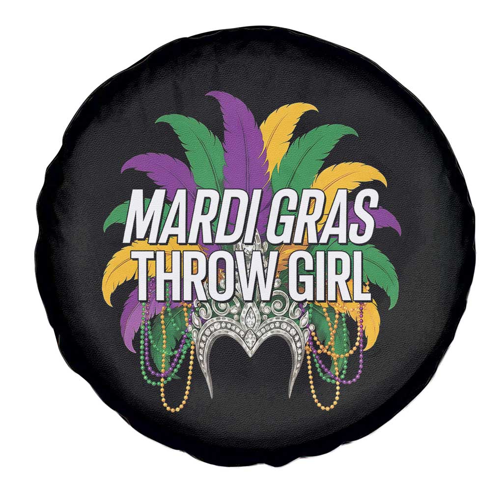 Mardi Gras Throw Girl Spare Tire Cover Funny New Orleans Carnival Headdress Beads TS11 Print Your Wear