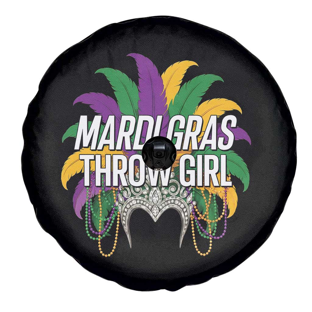 Mardi Gras Throw Girl Spare Tire Cover Funny New Orleans Carnival Headdress Beads TS11 Print Your Wear