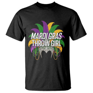 Mardi Gras Throw Girl T Shirt Funny New Orleans Carnival Headdress Beads TS11 Black Print Your Wear