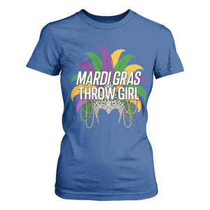 Mardi Gras Throw Girl T Shirt For Women Funny New Orleans Carnival Headdress Beads TS11 Royal Blue Print Your Wear
