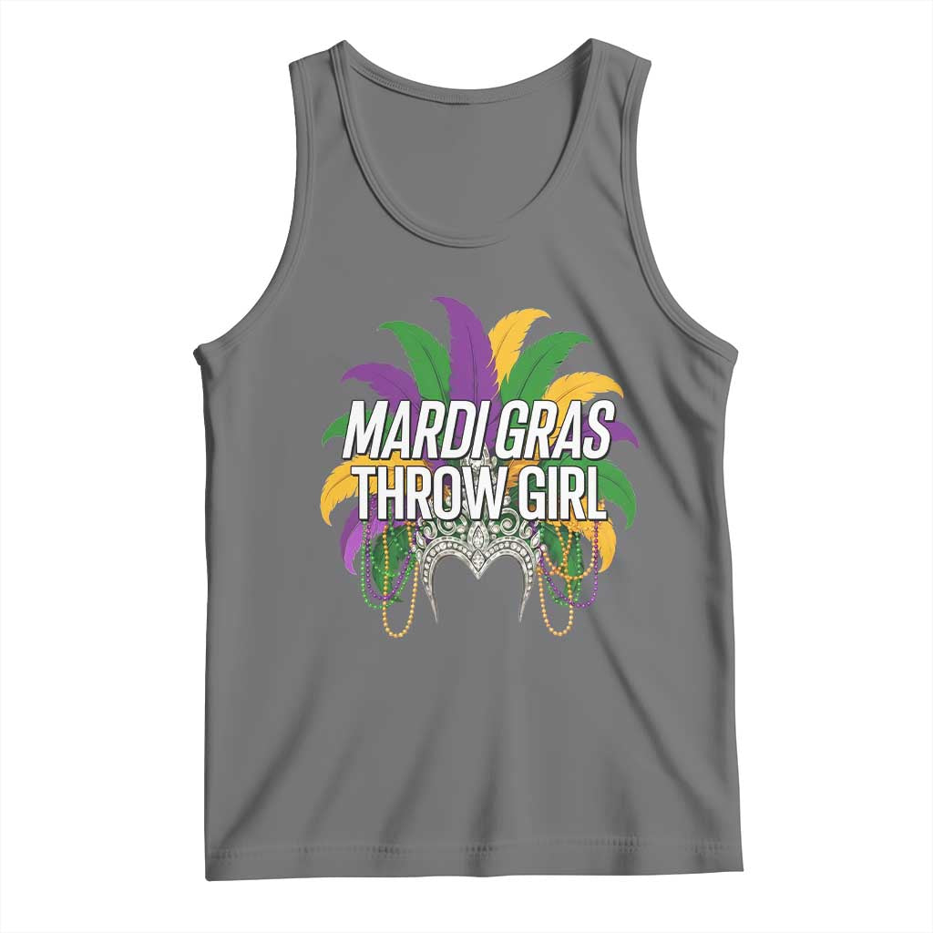 Mardi Gras Throw Girl Tank Top Funny New Orleans Carnival Headdress Beads TS11 Black Heather Print Your Wear