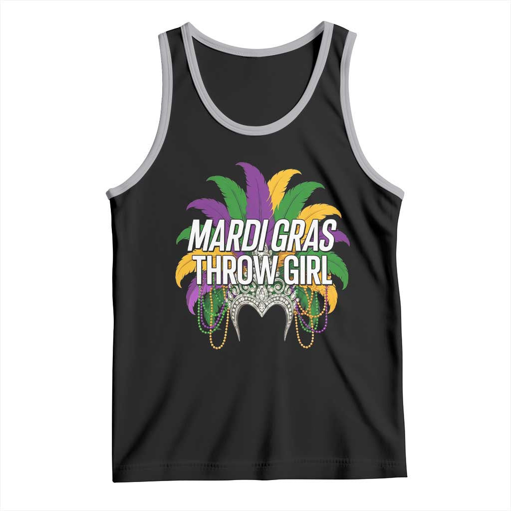 Mardi Gras Throw Girl Tank Top Funny New Orleans Carnival Headdress Beads TS11 Black Athletic Heather Print Your Wear