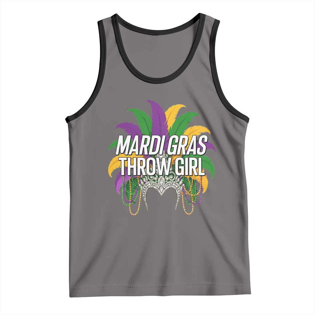 Mardi Gras Throw Girl Tank Top Funny New Orleans Carnival Headdress Beads TS11 Deep Heather Black Print Your Wear