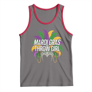 Mardi Gras Throw Girl Tank Top Funny New Orleans Carnival Headdress Beads TS11 Deep Heather Red Print Your Wear