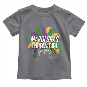 Mardi Gras Throw Girl Toddler T Shirt Funny New Orleans Carnival Headdress Beads TS11 Charcoal Print Your Wear