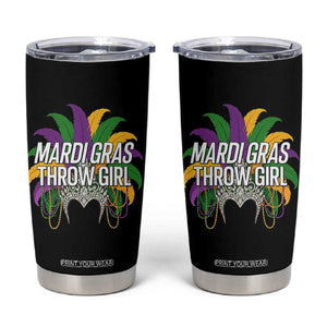 Mardi Gras Throw Girl Tumbler Cup Funny New Orleans Carnival Headdress Beads TS11 Black Print Your Wear