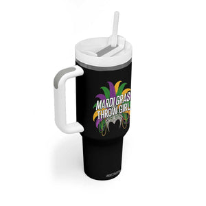 Mardi Gras Throw Girl Tumbler With Handle Funny New Orleans Carnival Headdress Beads TS11 Print Your Wear