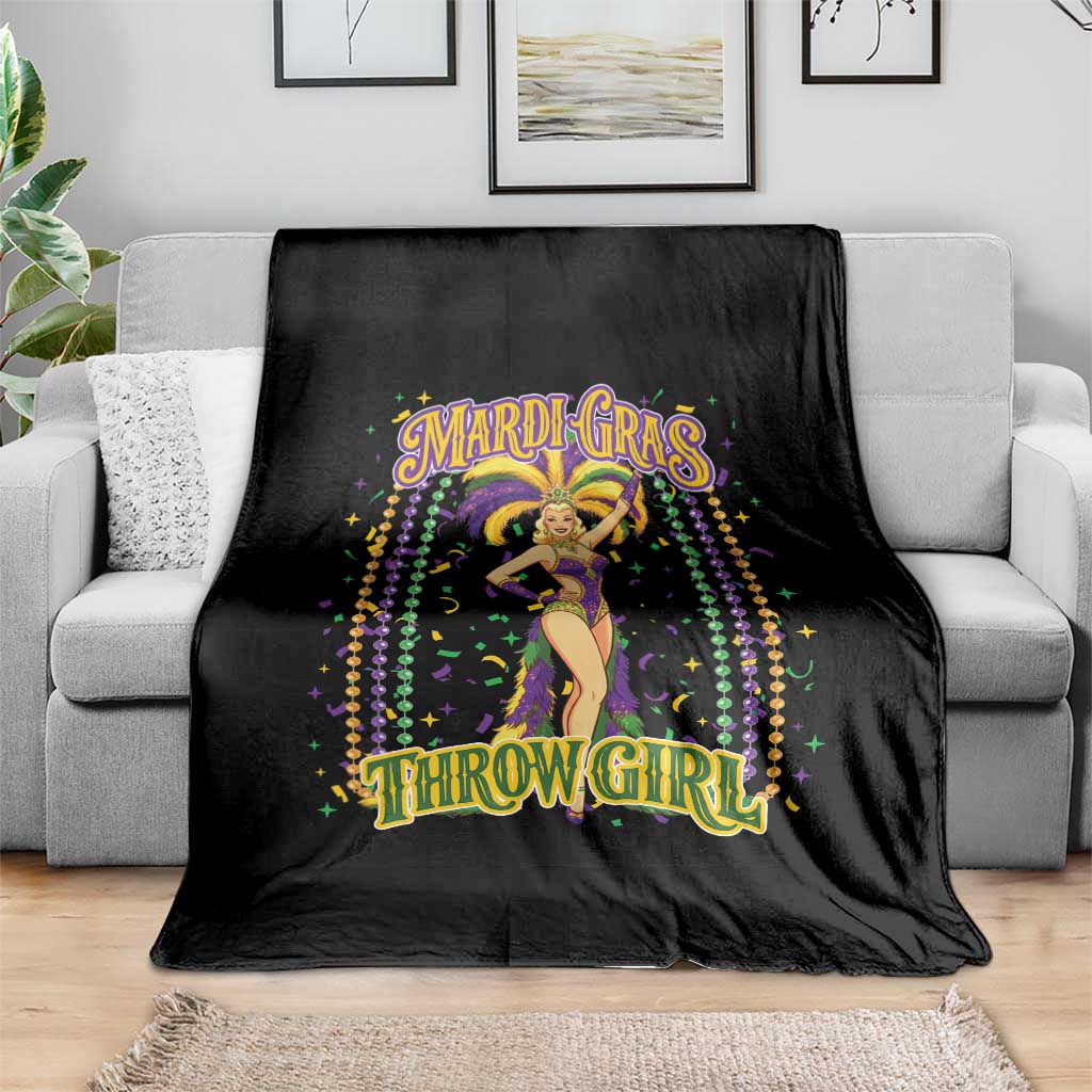 Funny Mardi Gras Throw Girl Throw Blanket New Orleans Carnival Beads TS11 Print Your Wear