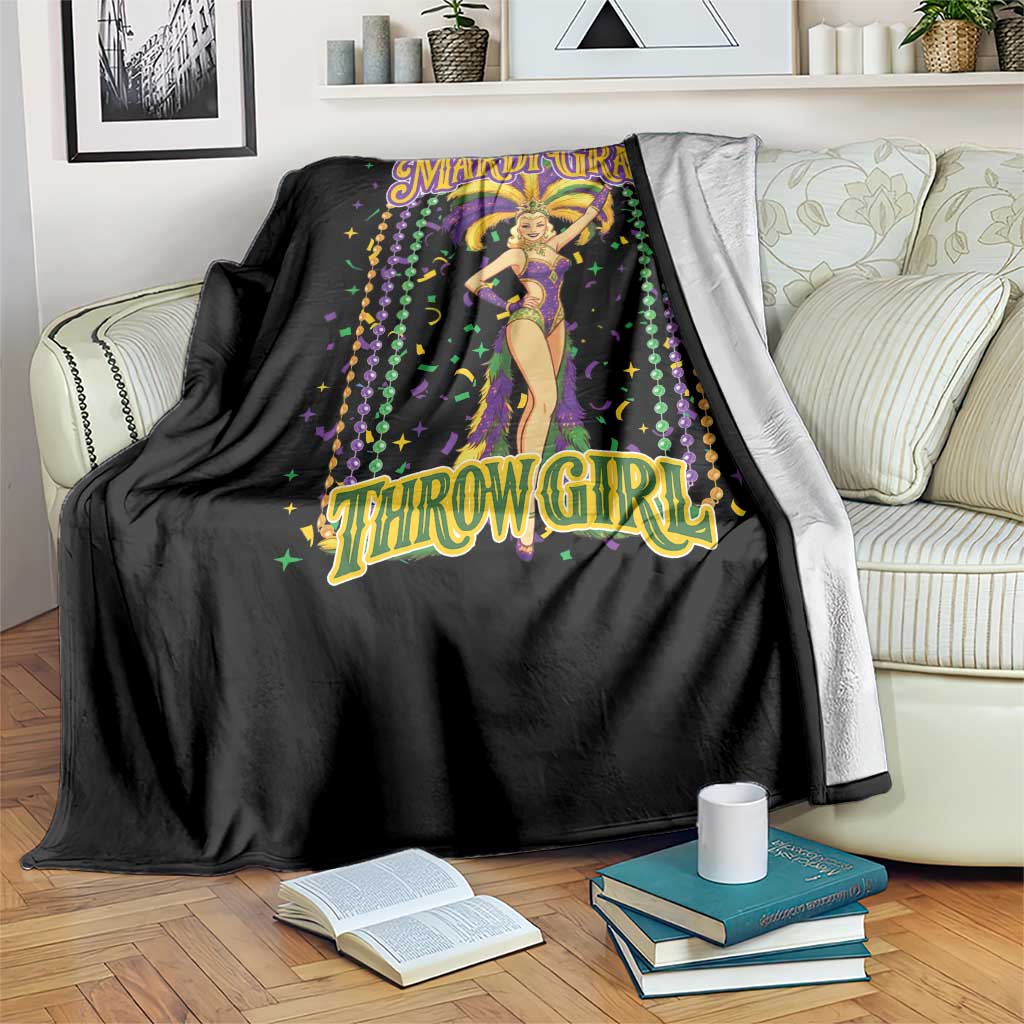 Funny Mardi Gras Throw Girl Throw Blanket New Orleans Carnival Beads TS11 Print Your Wear