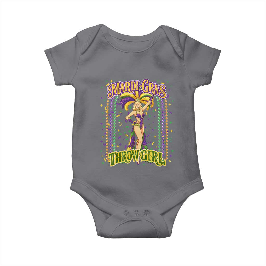 Funny Mardi Gras Throw Girl Baby Onesie New Orleans Carnival Beads TS11 Charcoal Print Your Wear