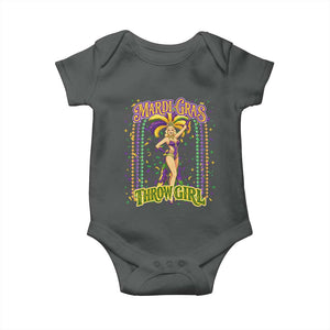 Funny Mardi Gras Throw Girl Baby Onesie New Orleans Carnival Beads TS11 Dark Heather Print Your Wear