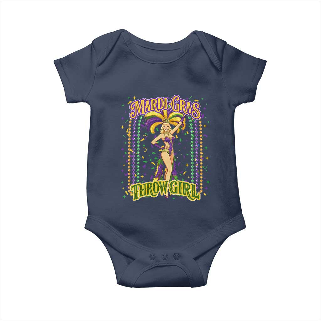 Funny Mardi Gras Throw Girl Baby Onesie New Orleans Carnival Beads TS11 Navy Print Your Wear