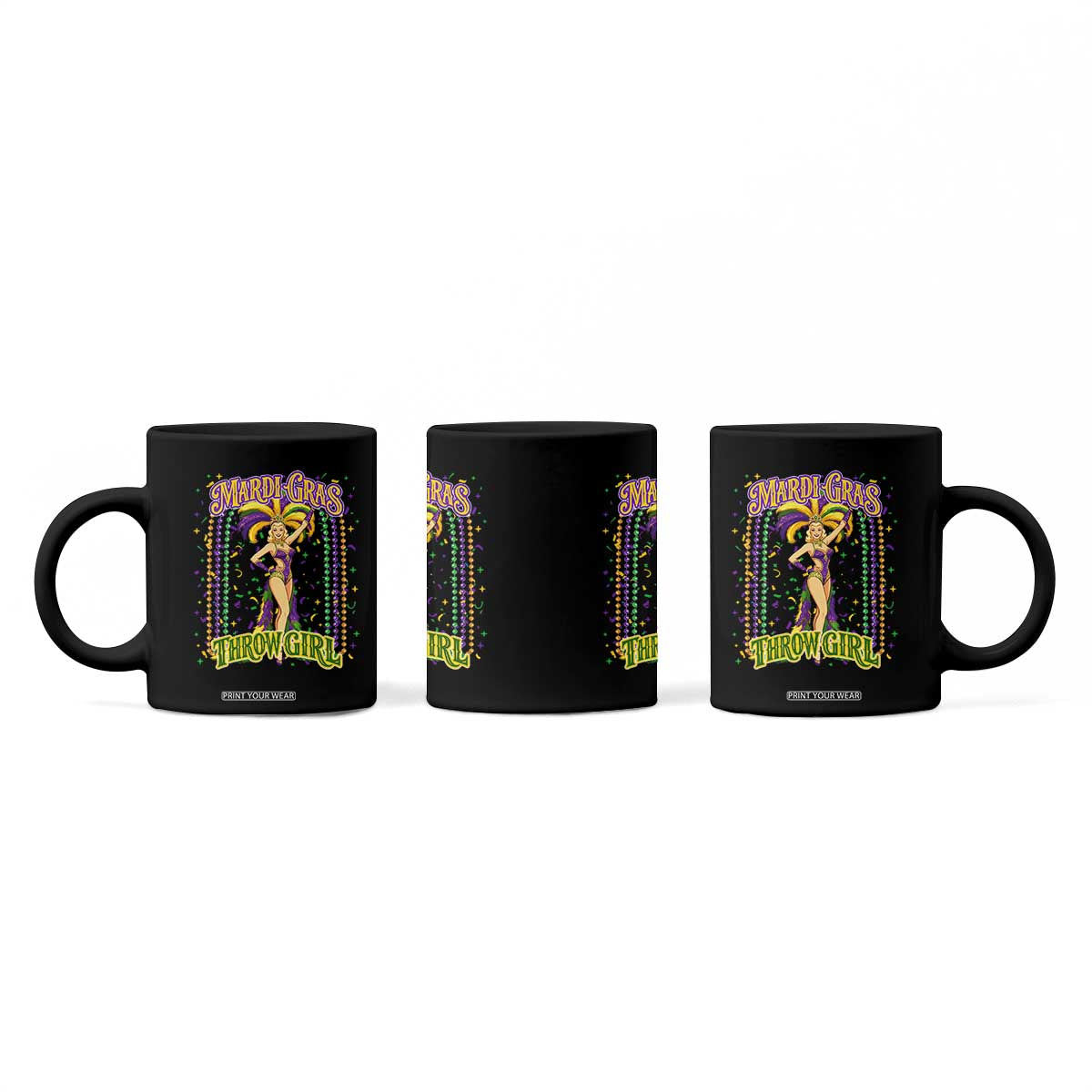 Funny Mardi Gras Throw Girl Coffee Mug New Orleans Carnival Beads TS11 Print Your Wear