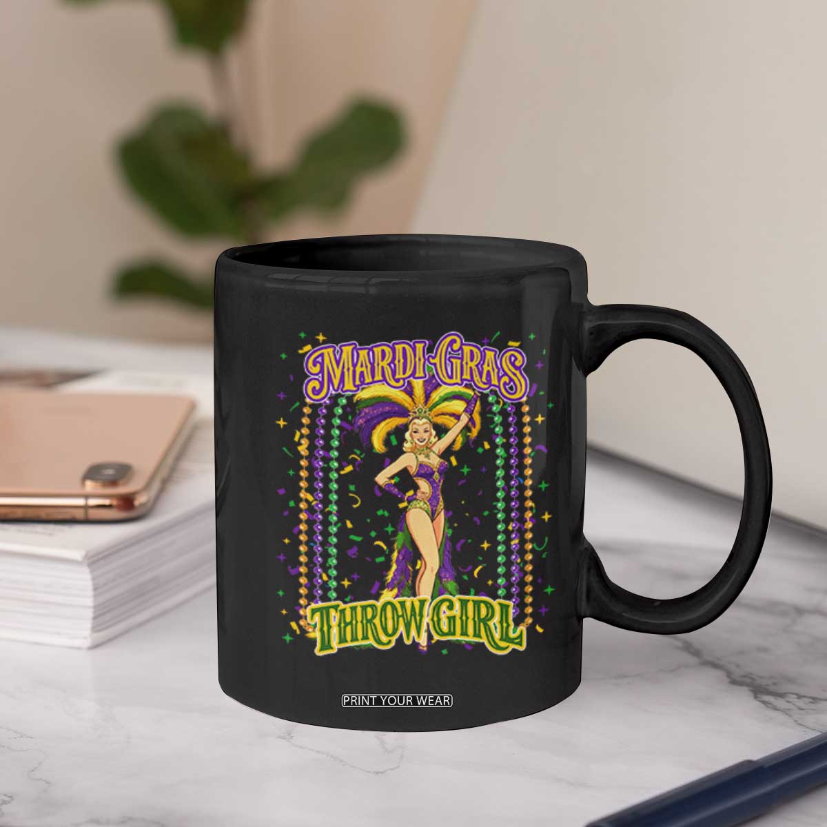Funny Mardi Gras Throw Girl Coffee Mug New Orleans Carnival Beads TS11 Print Your Wear