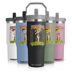 Funny Mardi Gras Throw Girl Flip Straw Tumbler New Orleans Carnival Beads TS11 Print Your Wear