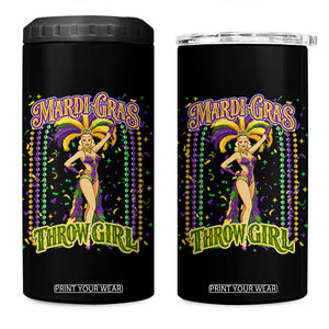 Funny Mardi Gras Throw Girl 4 in 1 Can Cooler Tumbler New Orleans Carnival Beads TS11 One Size: 16 oz Black Print Your Wear